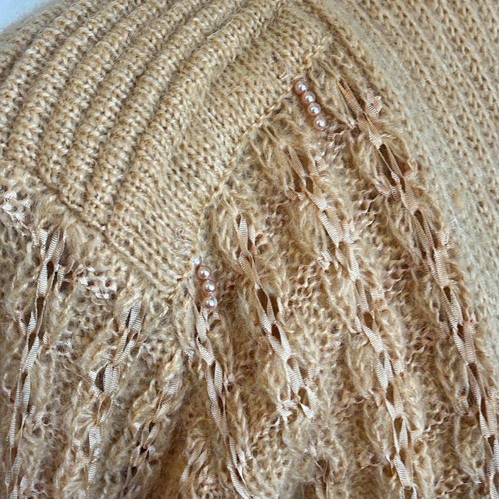 Alexa Grace Gold Wool & Mohair Blend Cardigan ribbon & pearl details Size Medium - Picture 4 of 17